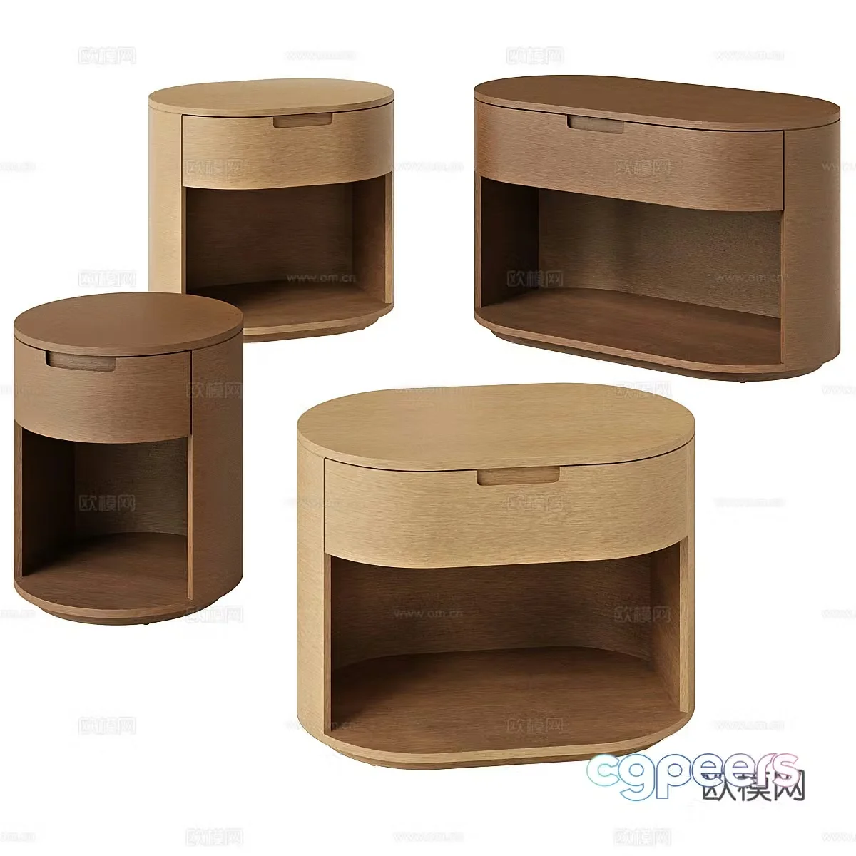 New Chinese style medieval solid wood bedside table 3D model