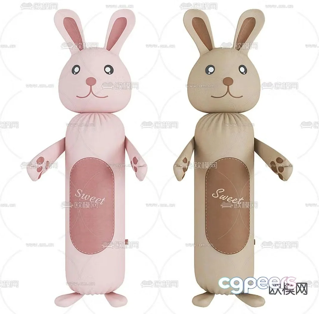 Modern bunny stuffed toy 3d model