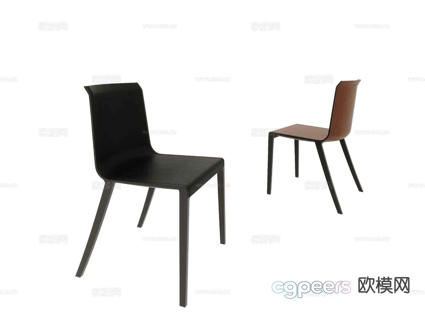 Modern chair leather dining chair single chair 3d model