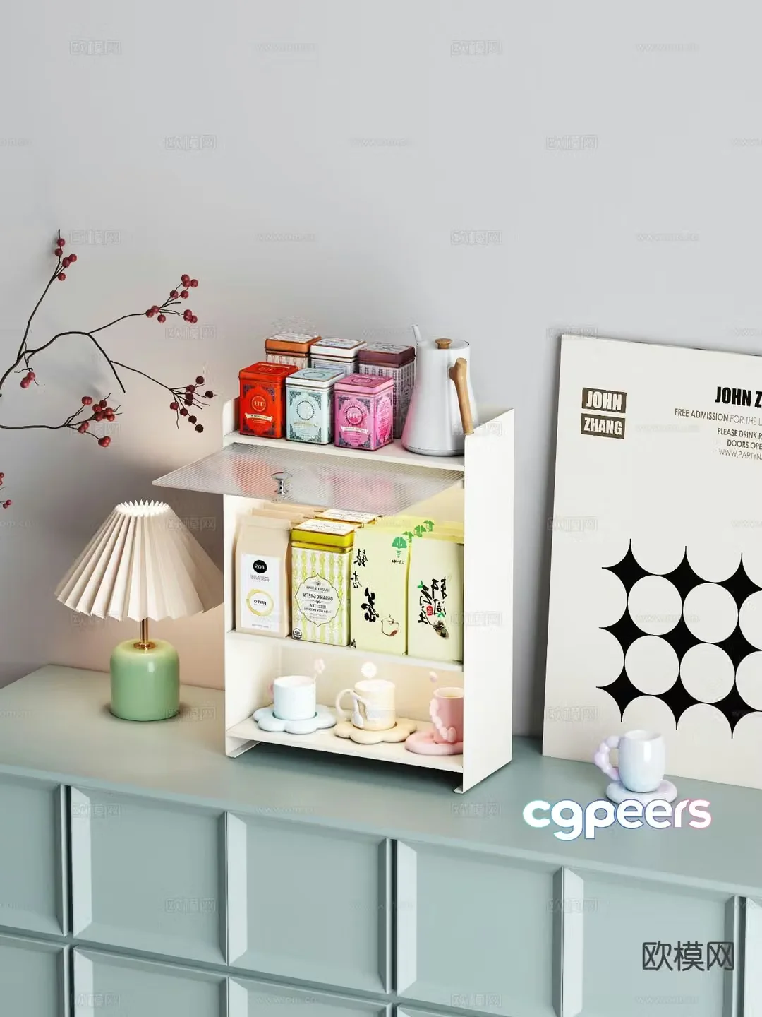 tea set tea leaves tea box scented tea 3d model