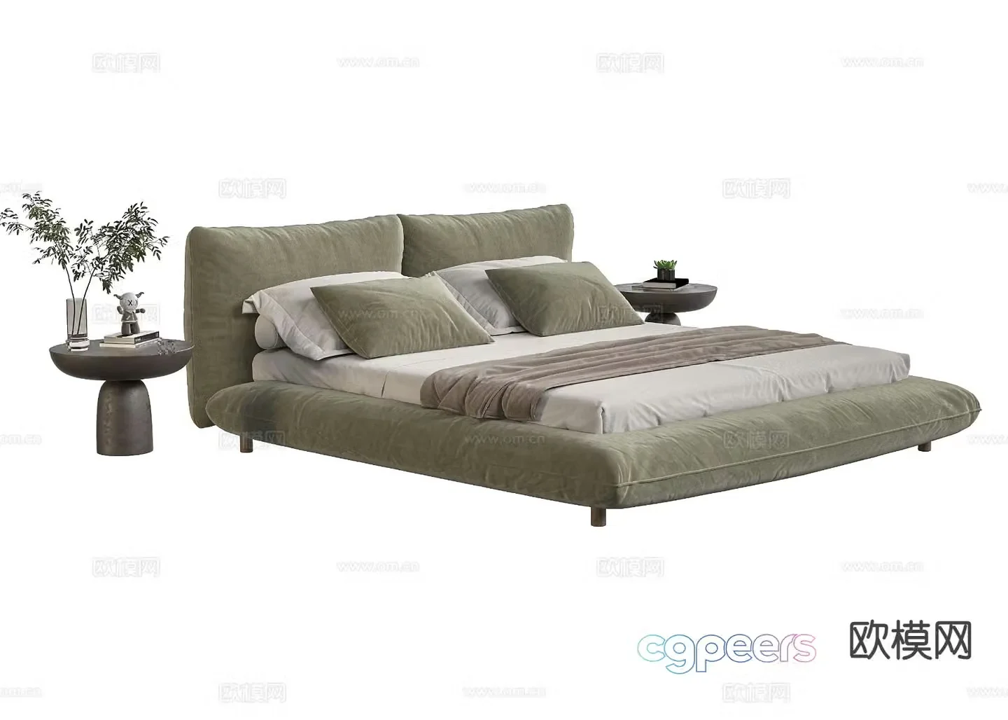 Modern double bed 3d model