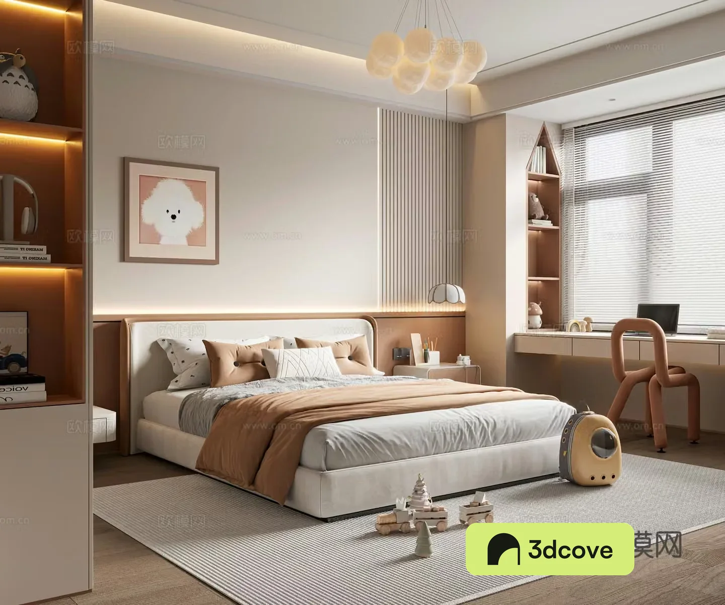 Now creamy children’s room daughter’s room children’s double bed children’s wardrobe children’s desk and chair
