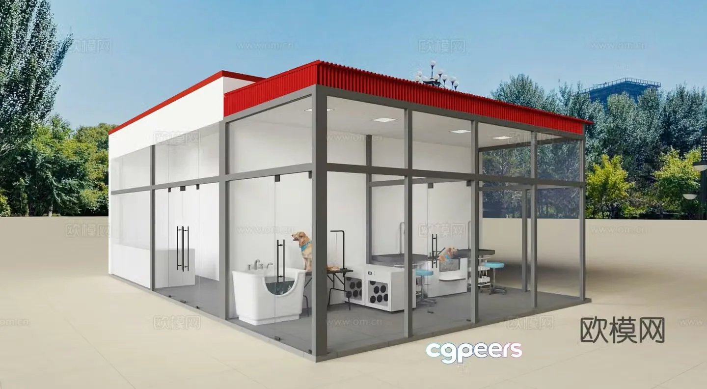 Modern pet shop 3d model