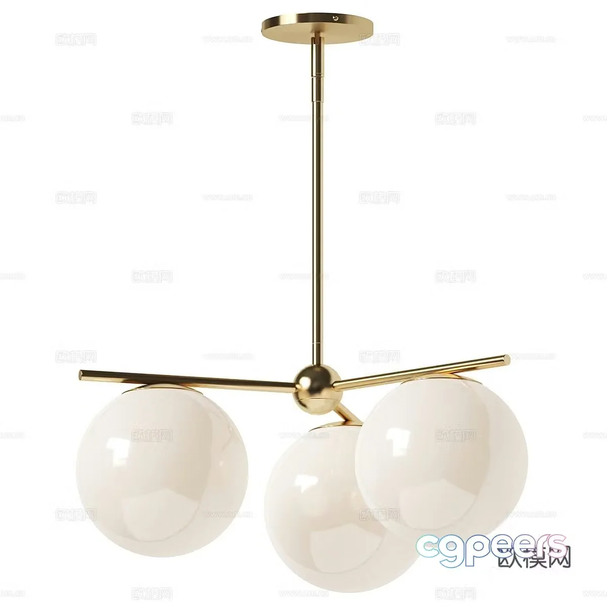 Modern light luxury spherical glass chandelier 3d model