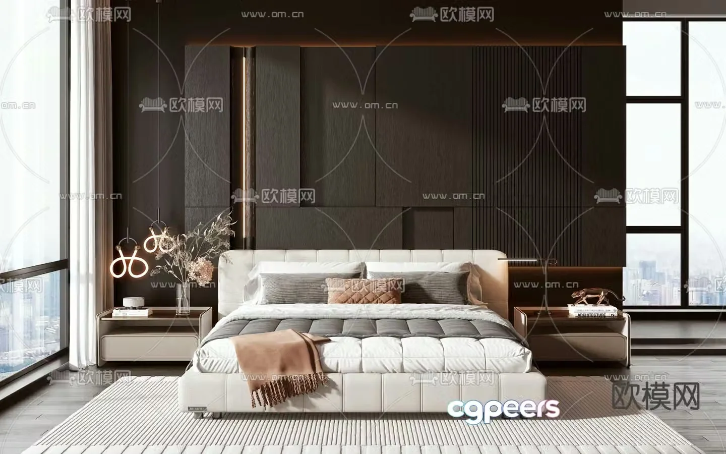 Modern double bed 3d model