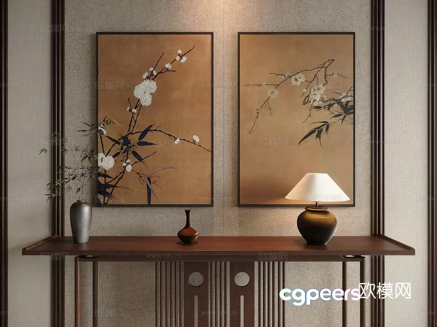 Song style aesthetic decorative painting 3d model
