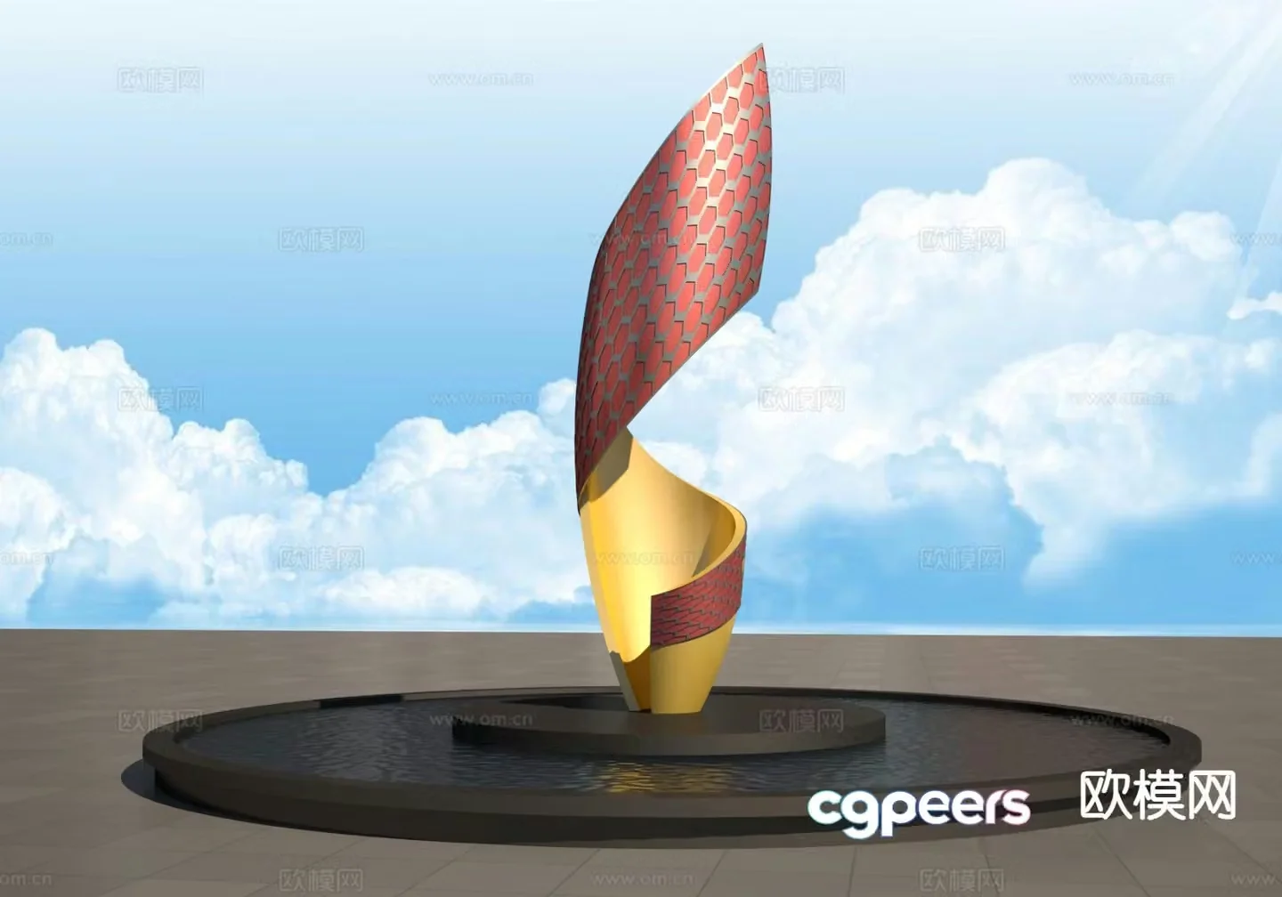 Torch sculpture urban landscape sculpture 3d model