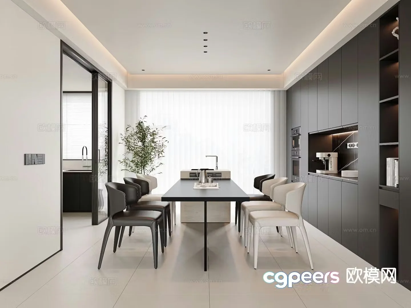 Modern minimalist restaurant 3d model