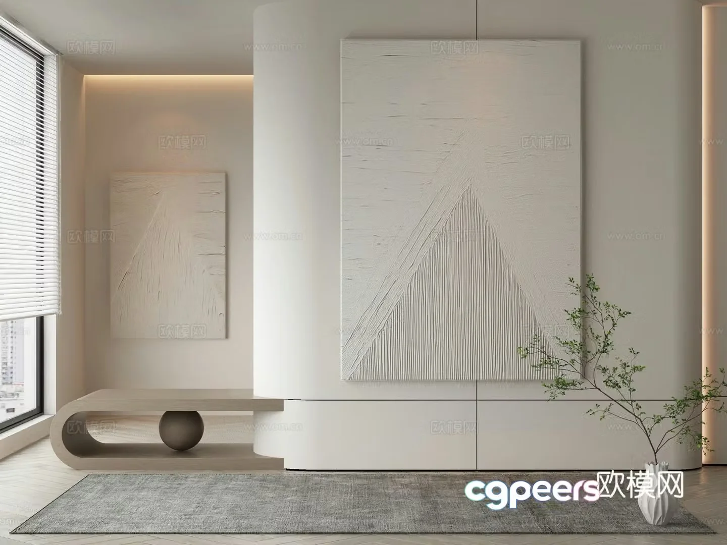 Modern texture painting decorative painting 3d model