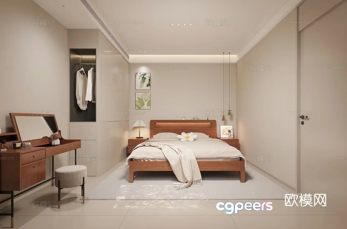 Nordic bedroom master bedroom 3d model