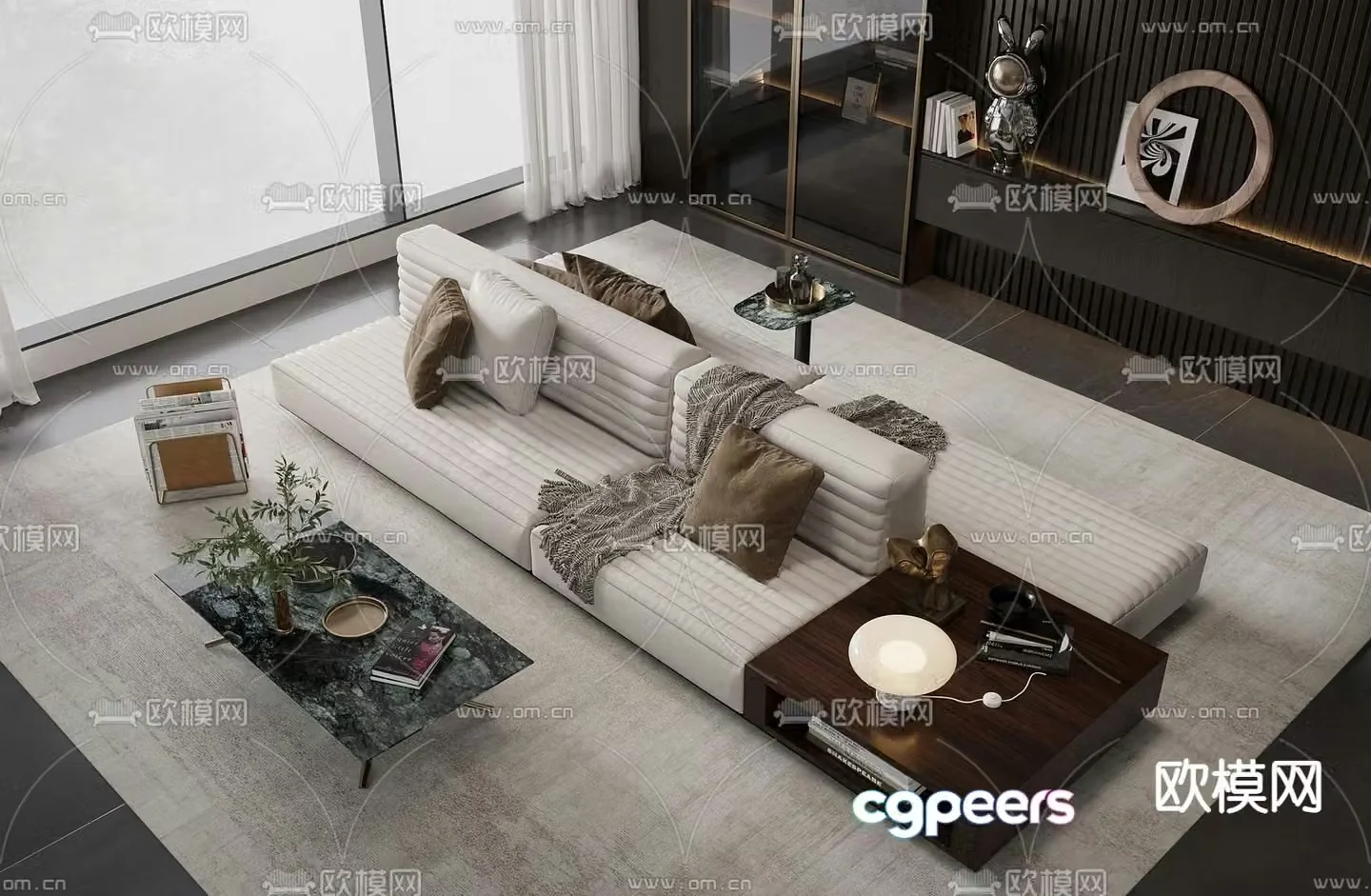 Light luxury sofa backrest sofa multi-person sofa 3D model