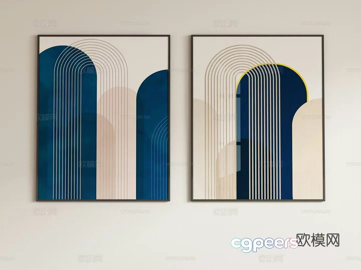 Modern abstract decorative painting hanging painting 3d model
