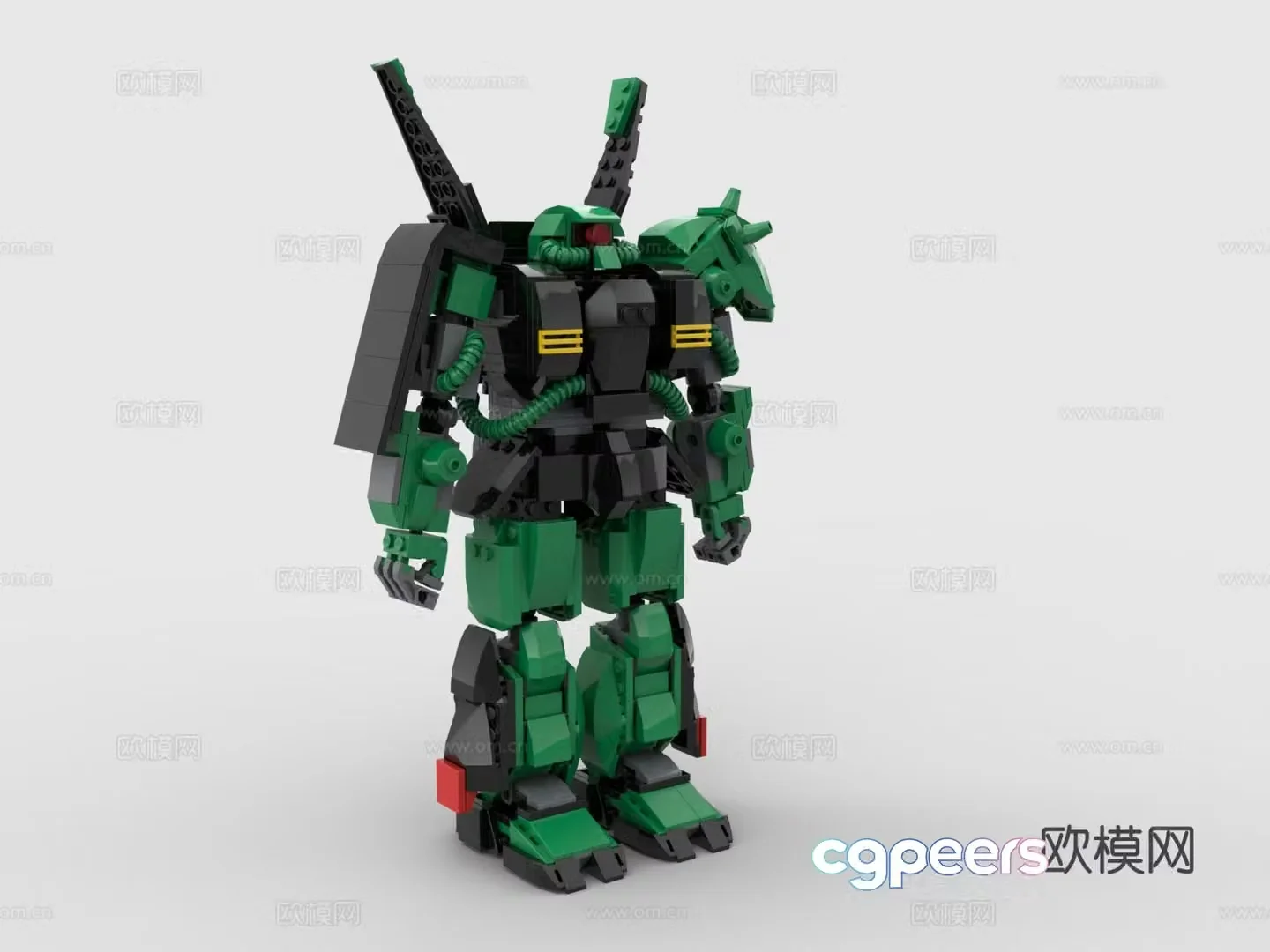 LEGO building block toy green Gundam toy 3d model