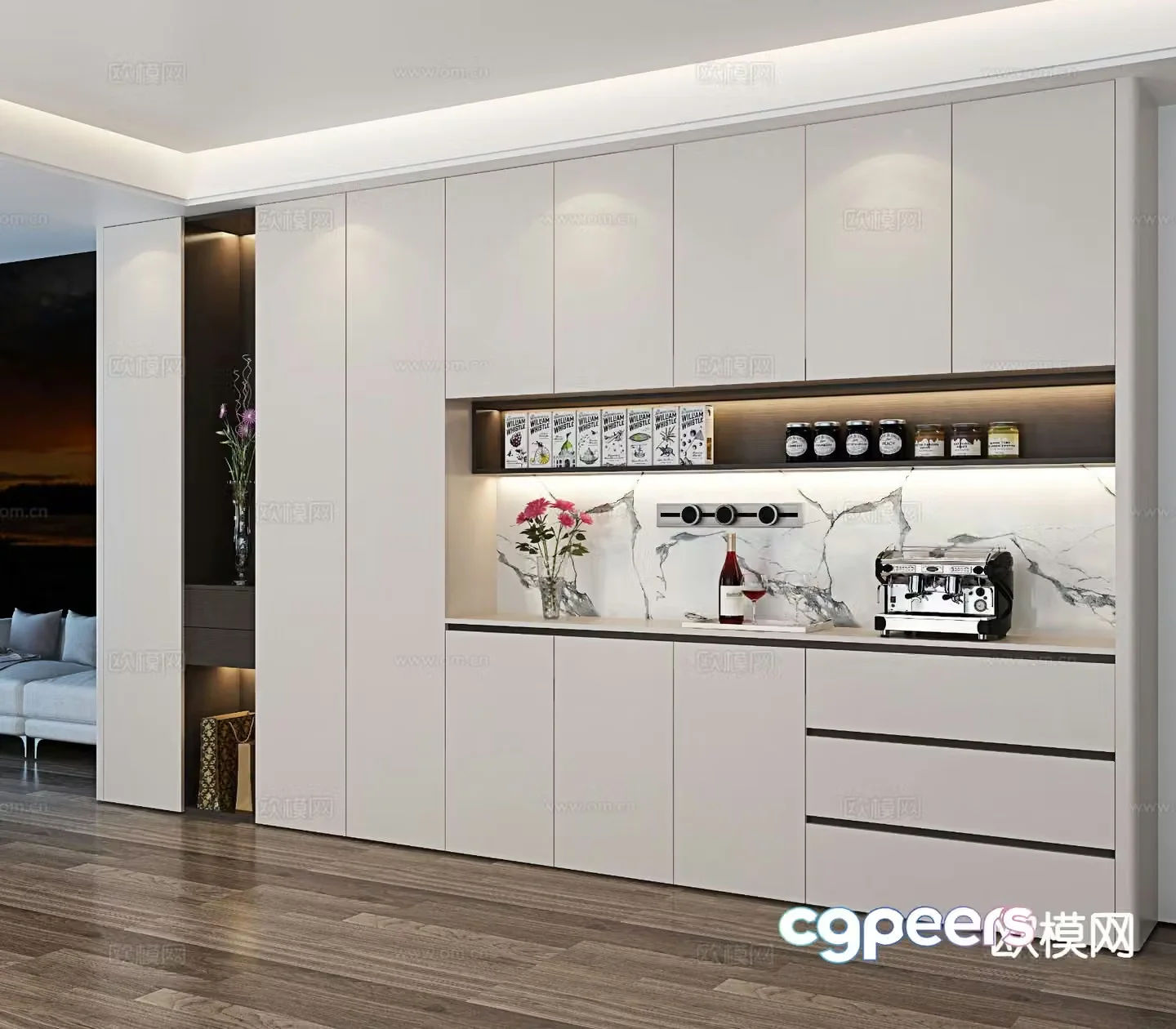 Modern sideboard wine cabinet 3d model