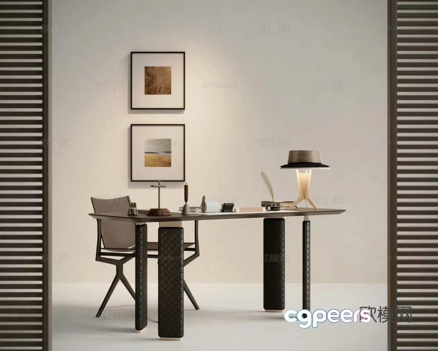 Italian desk and chair 3d model