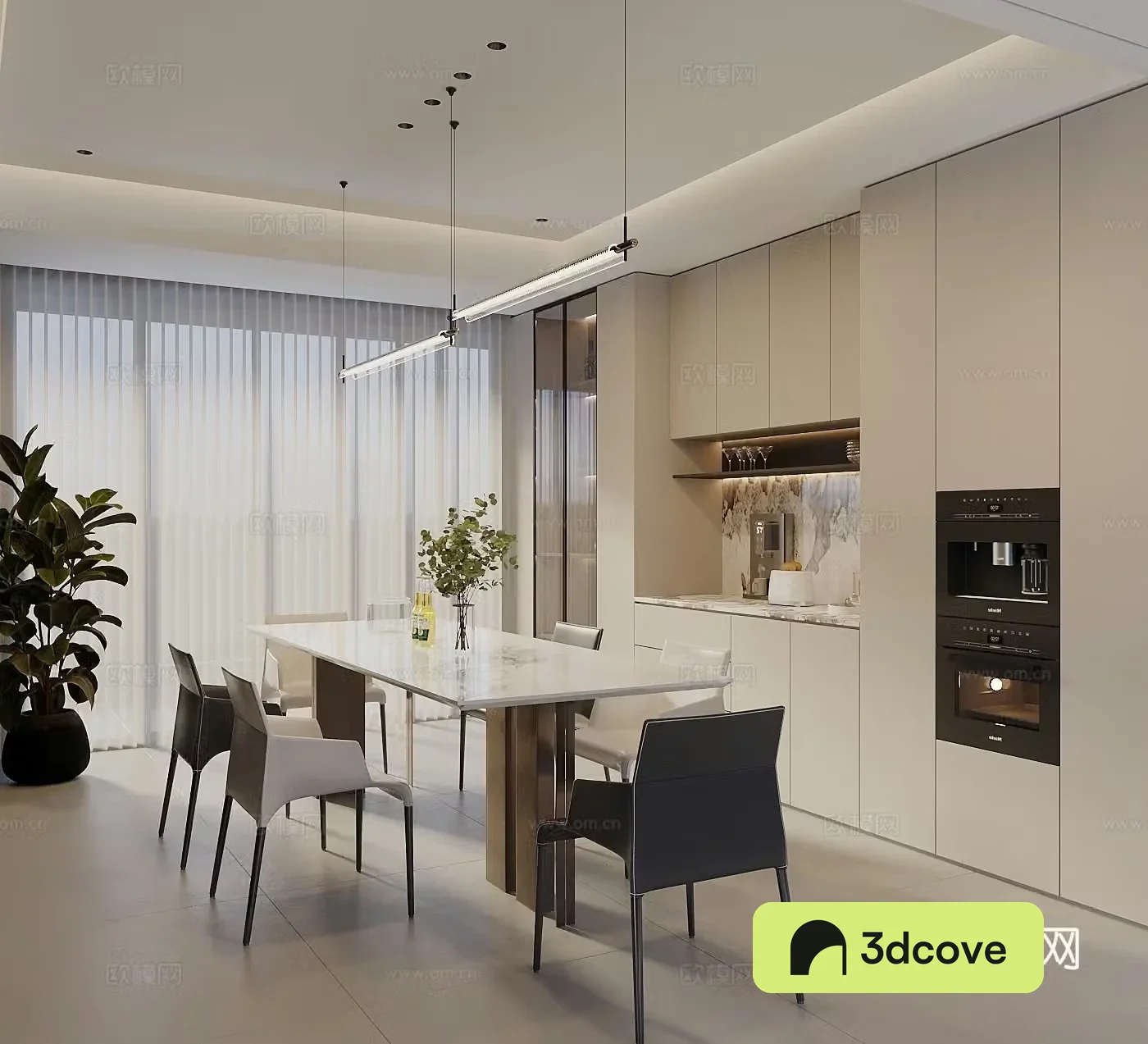 Modern cream style restaurant dining table and chair combination wine cabinet sideboard art chandeliers