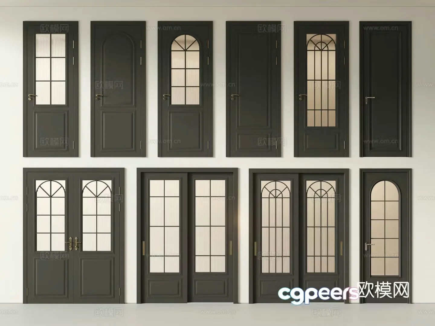 French combination door American combination door Glass door Double-open door Single-open door Bedroom door Sanitary 3D model