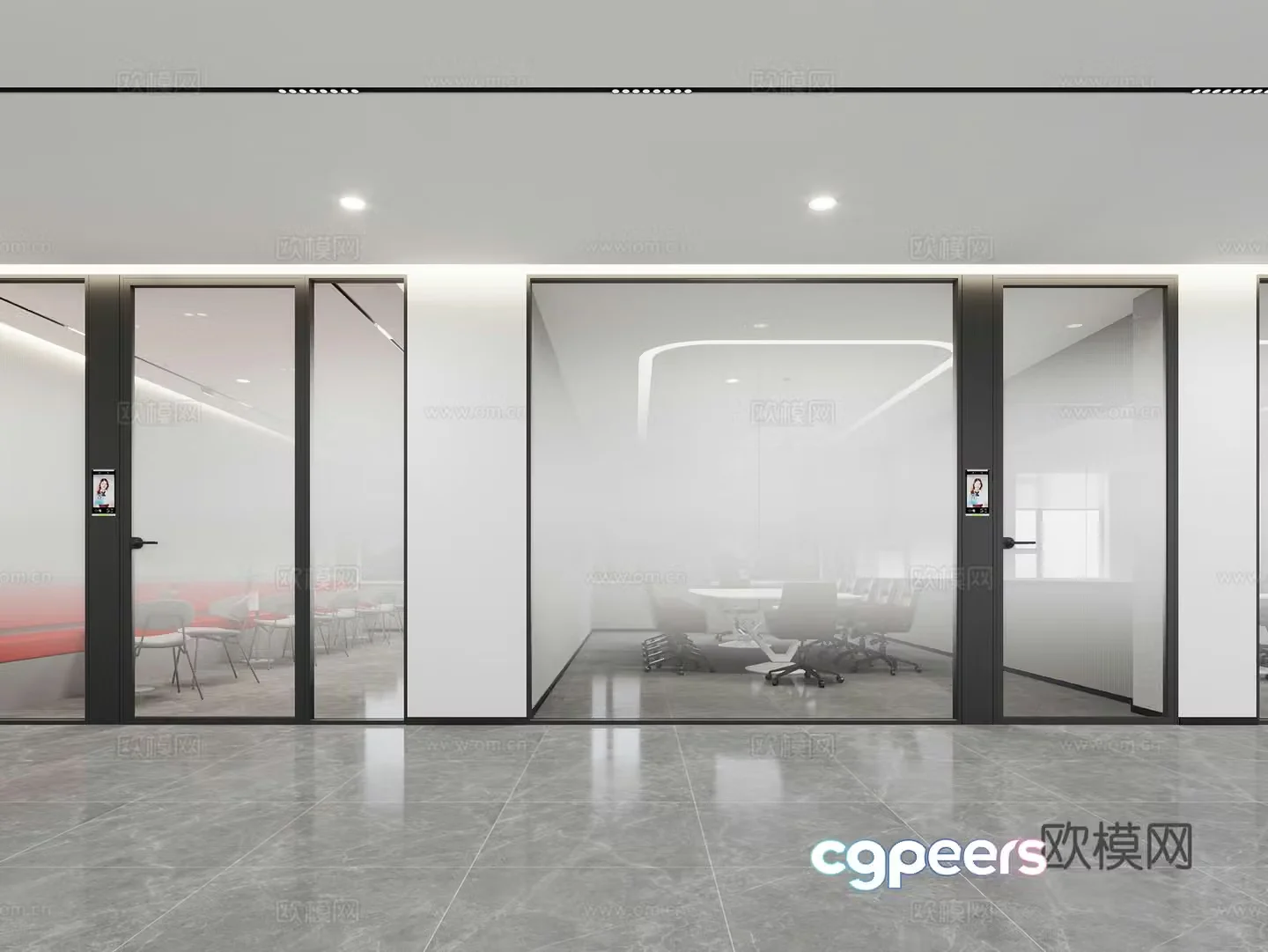 Glass partition gradient film 3D model
