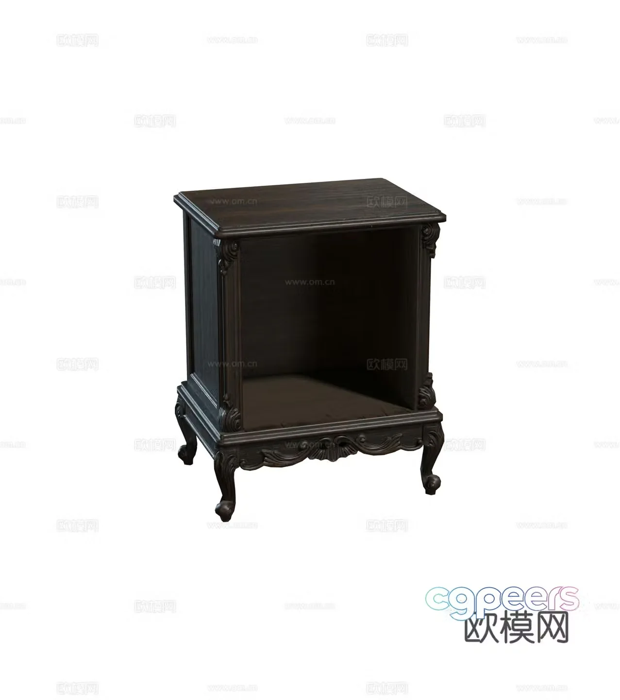 European style solid wood classic bedside table combination 3D model