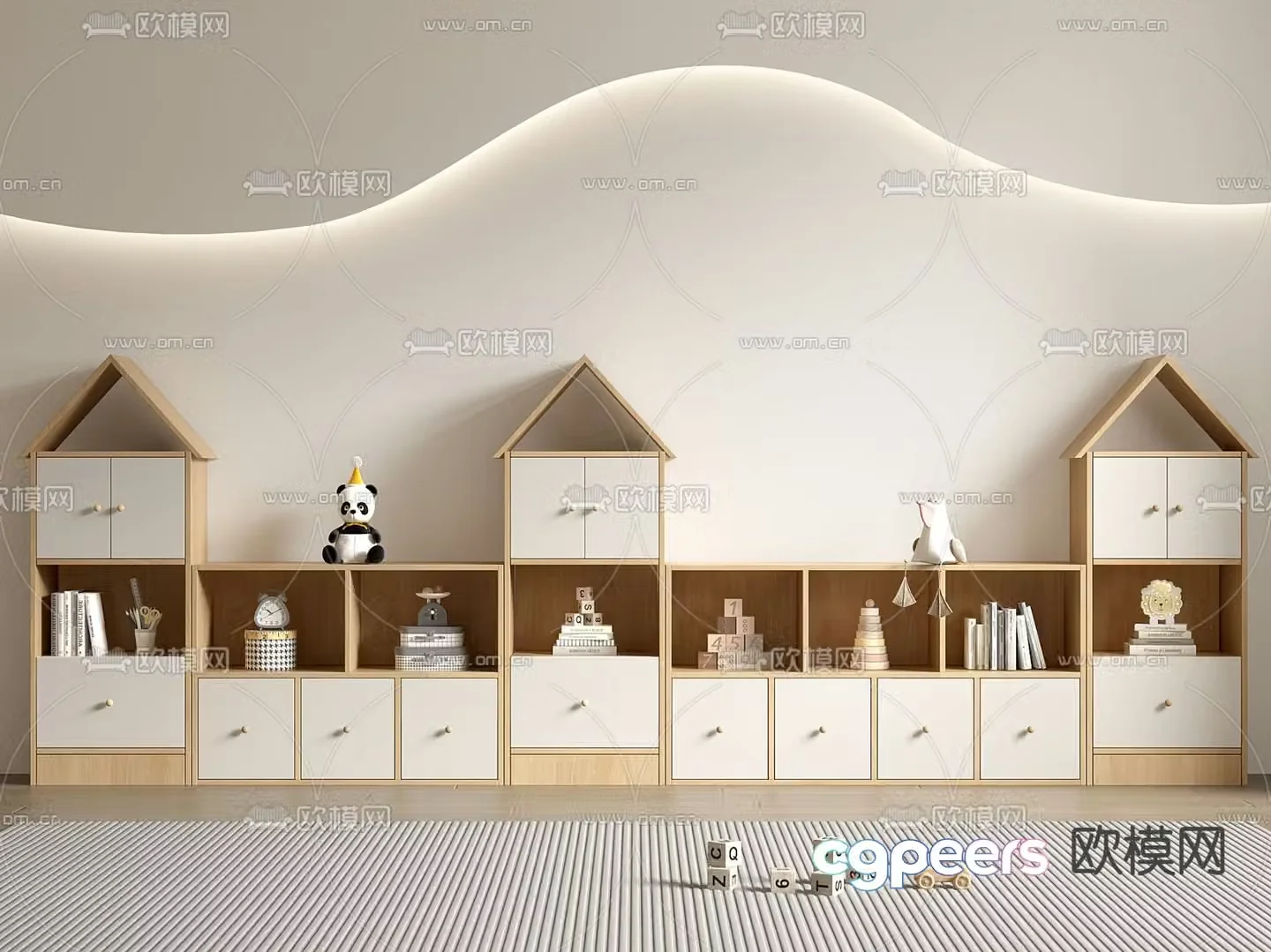 Children’s bookcase storage cabinet 3d model