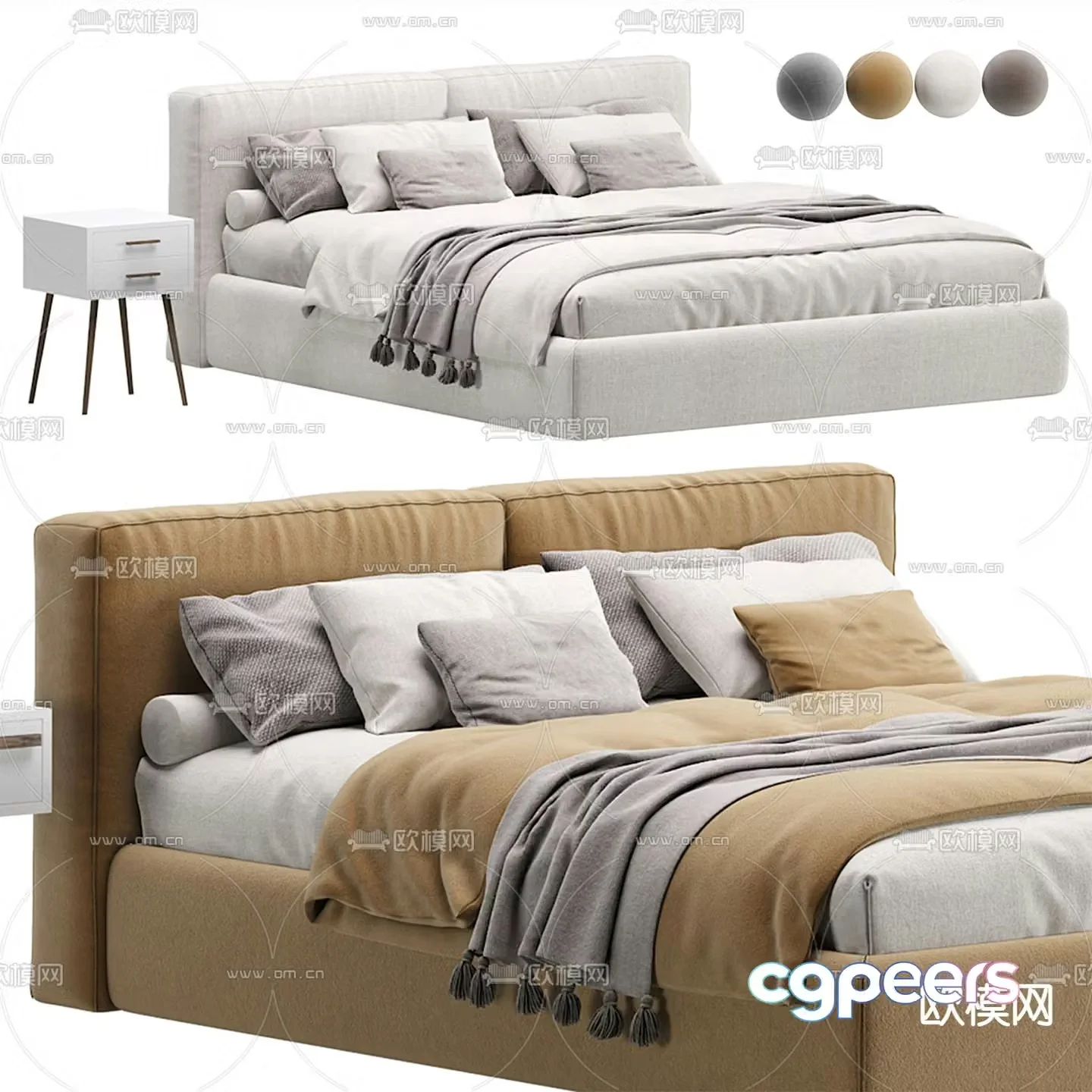 Divan.ru modern fabric double bed 3d model