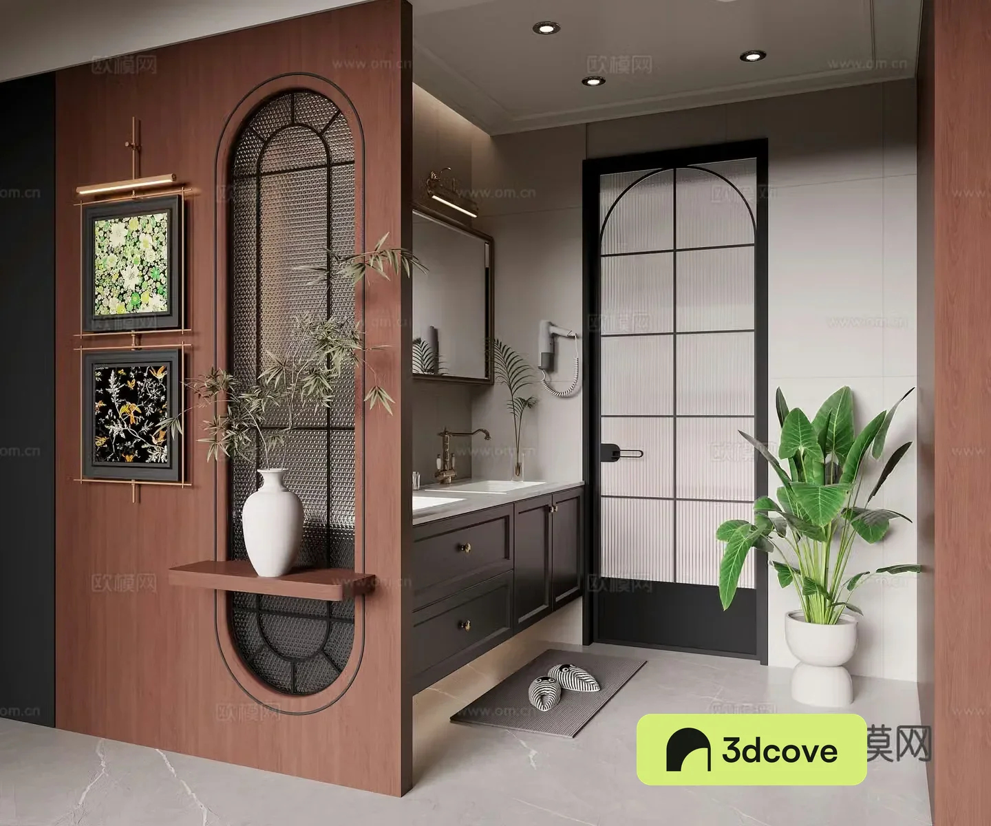 Middle-aged bathroom dry area 3D model