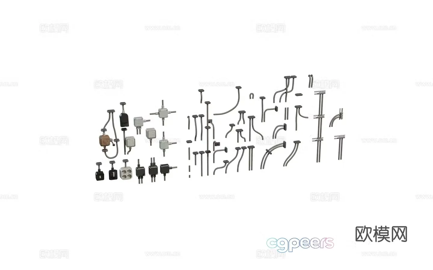 Modern various metal pipes Modular cables Oil pipes Water pipes Sewer pipes Combination 3D model