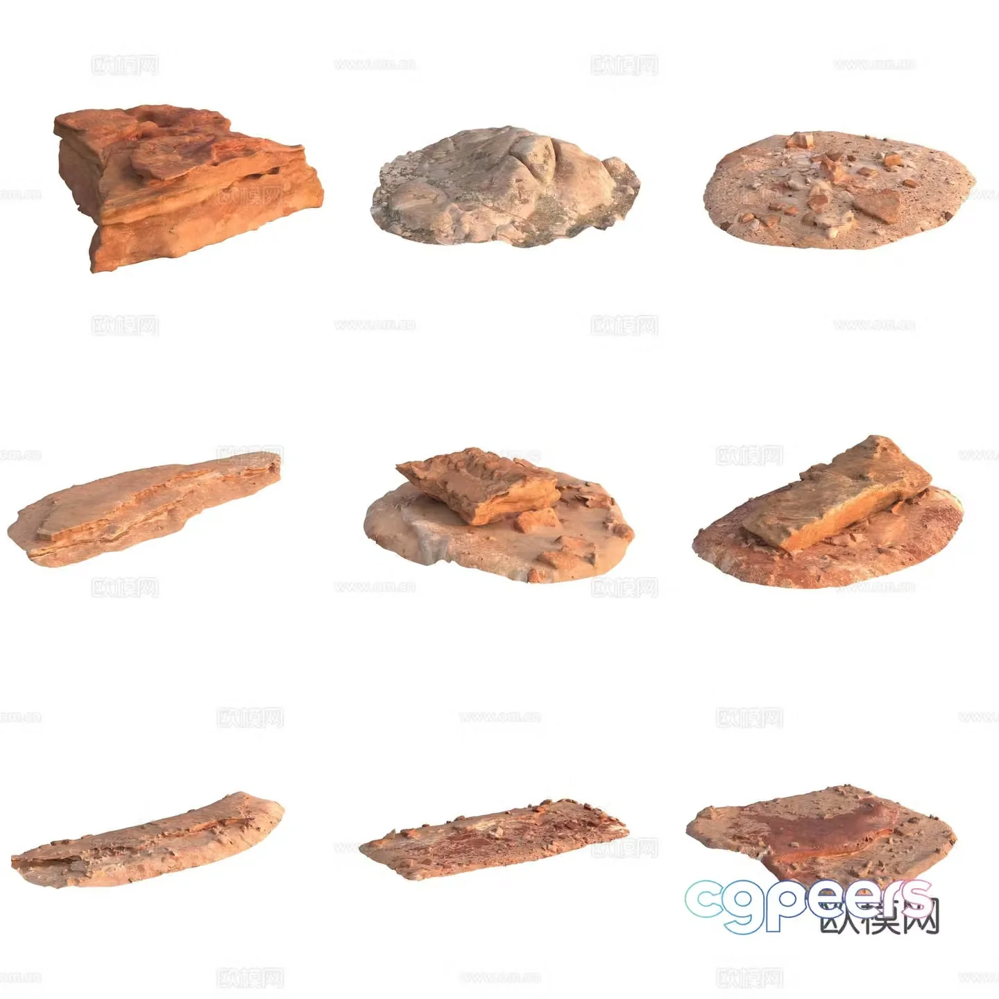 Sandstone stone pile stone wall 3d model