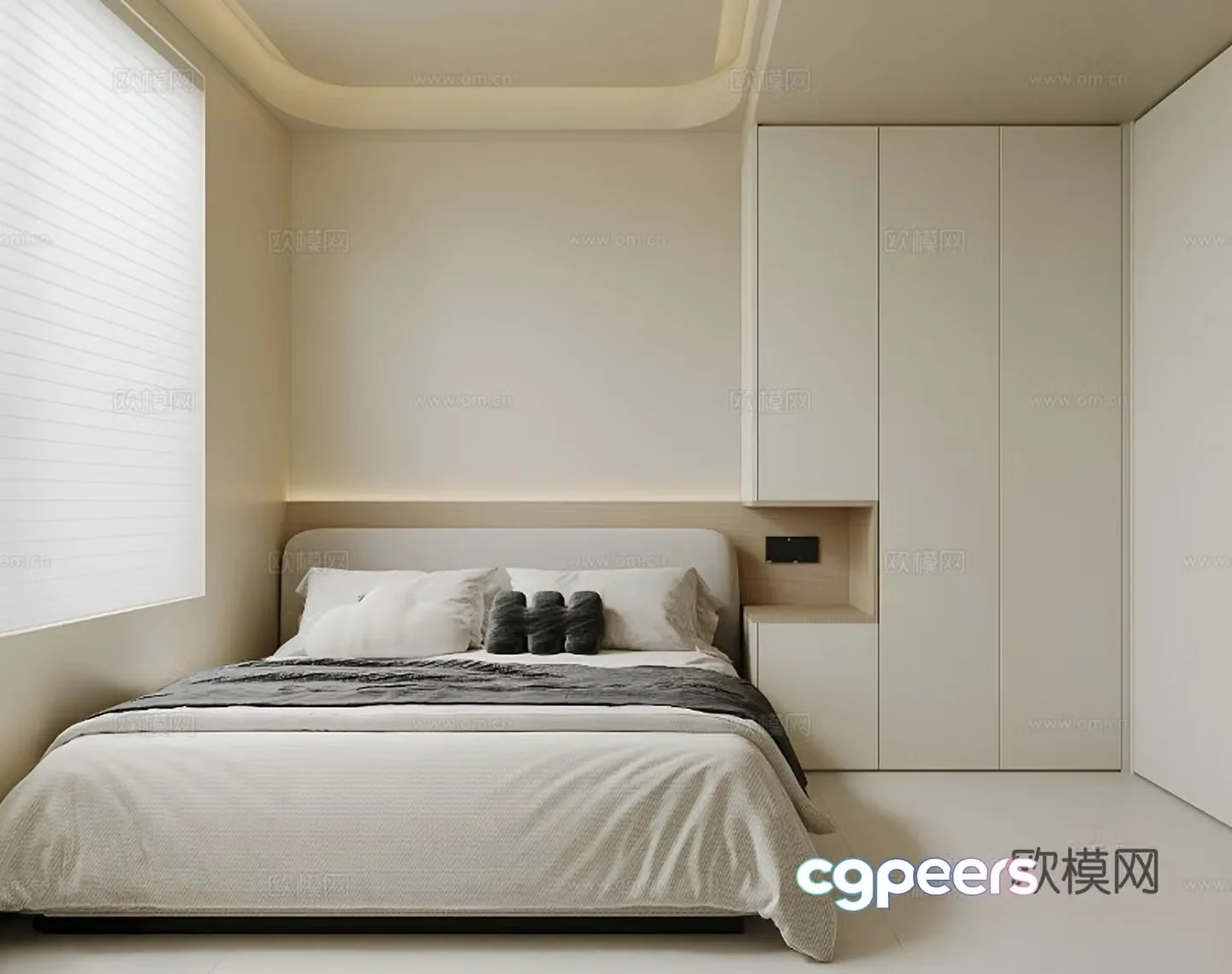 Modern minimalist bedroom second bedroom 3d model