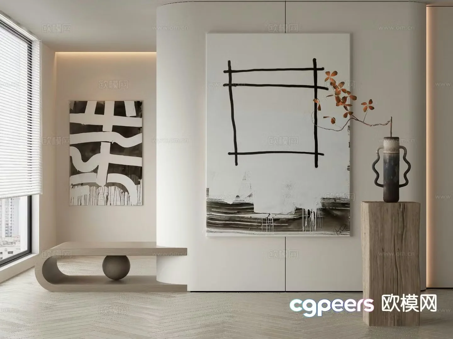 Modern decorative painting abstract painting hanging painting 3d model