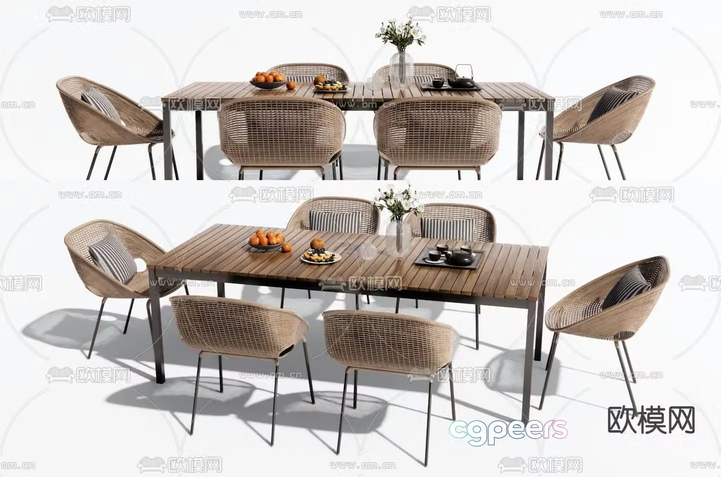 Outdoor tables and chairs Outdoor dining tables and chairs 3d model