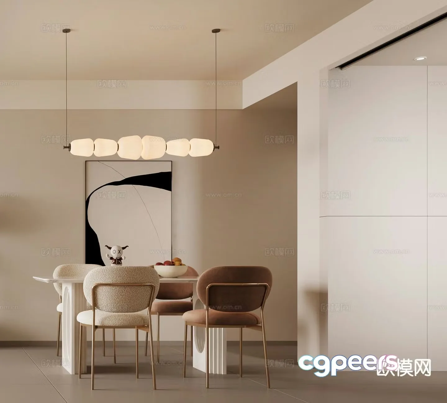 Cream style restaurant 3d model