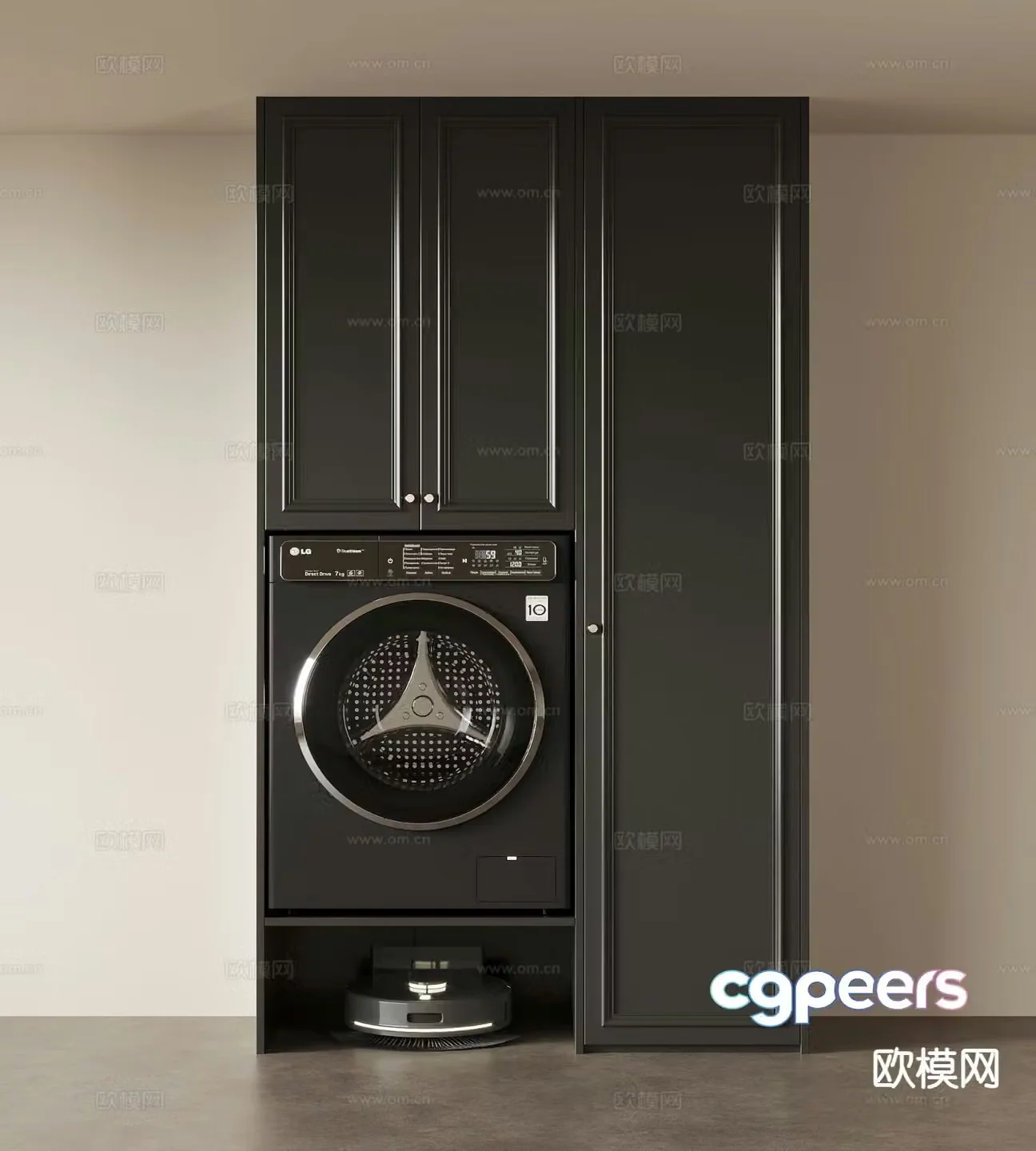 Modern balcony cabinet washing machine cabinet 3d model