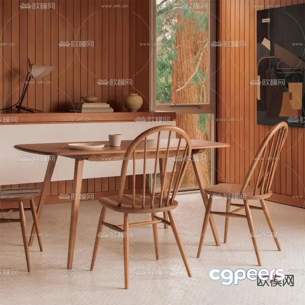 L.Ercolani solid wood chair dining chair 3d model