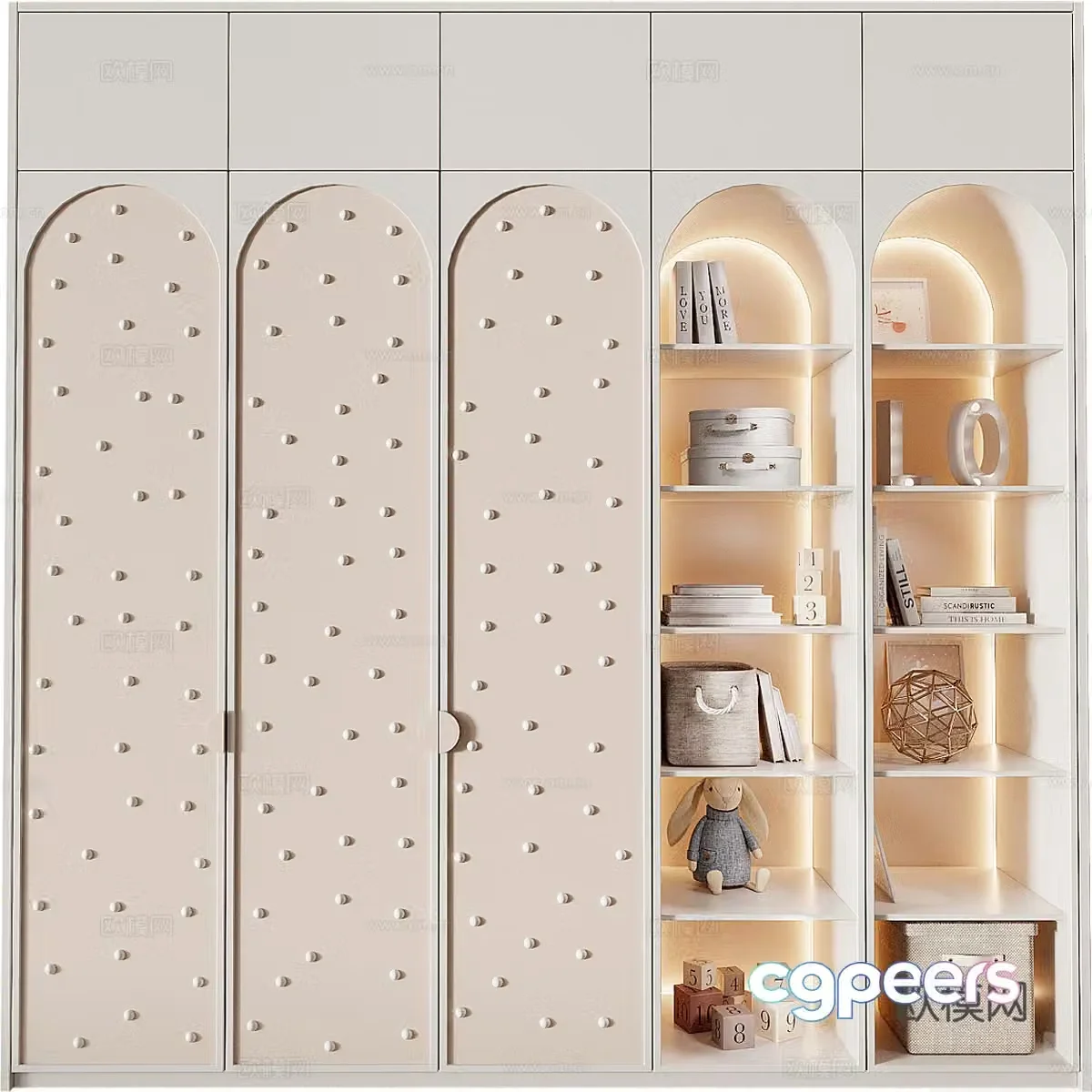 Modern creamy style children’s wardrobe 3d model