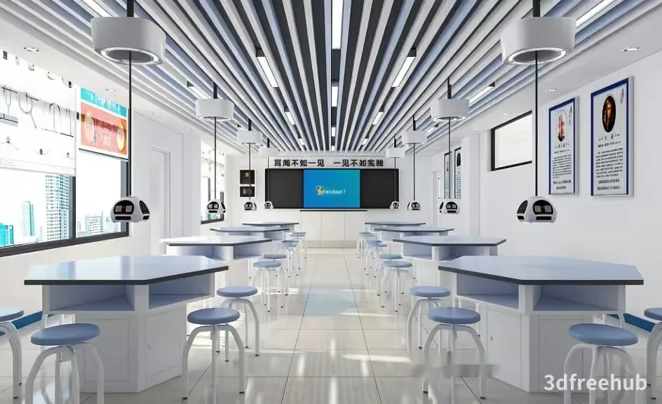 A Modern Classroom 3D Model – 21588 – VRAY Render