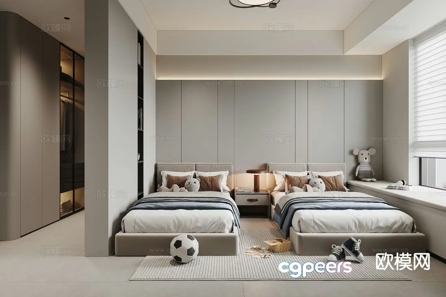 Modern boy’s room double room second bedroom bedroom 3d model