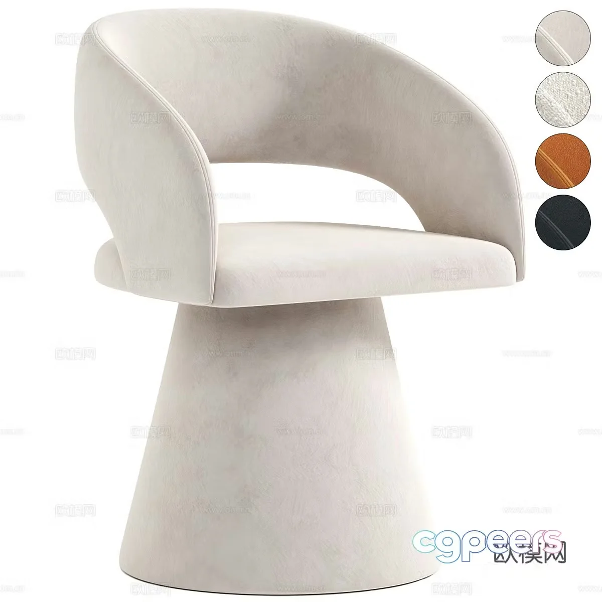 Modern Italian cream style fabric chair 3d model