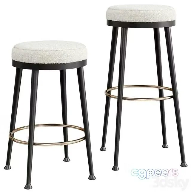 3ds Max Free – ATLAS SHEARLING WHITE STOOL