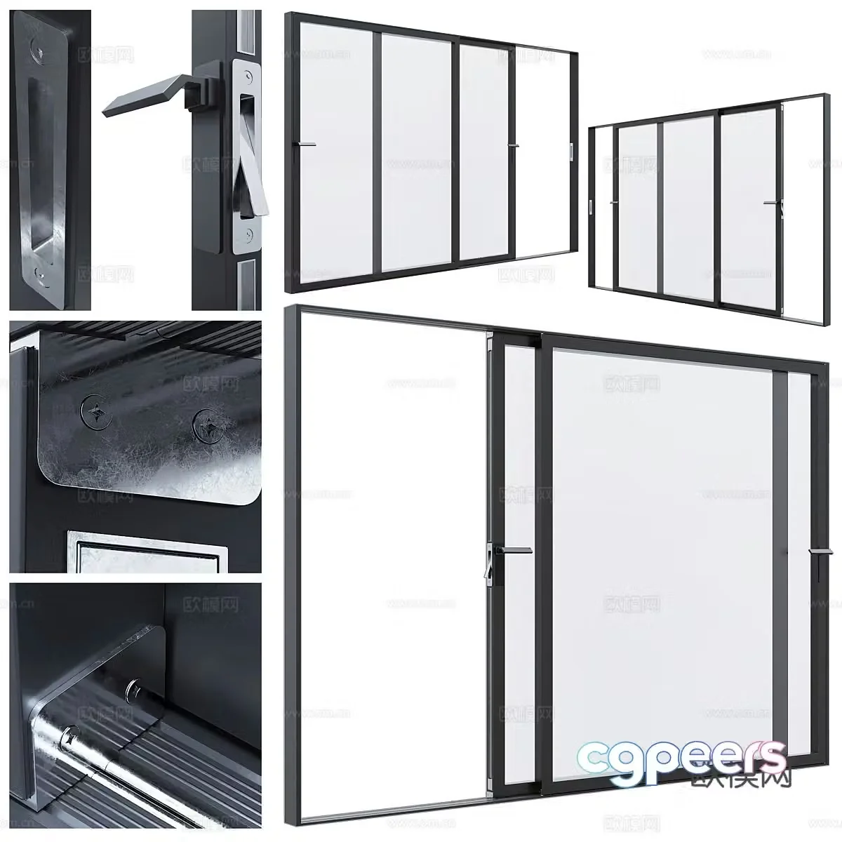 Modern sliding door Balcony door Glass door 3d model