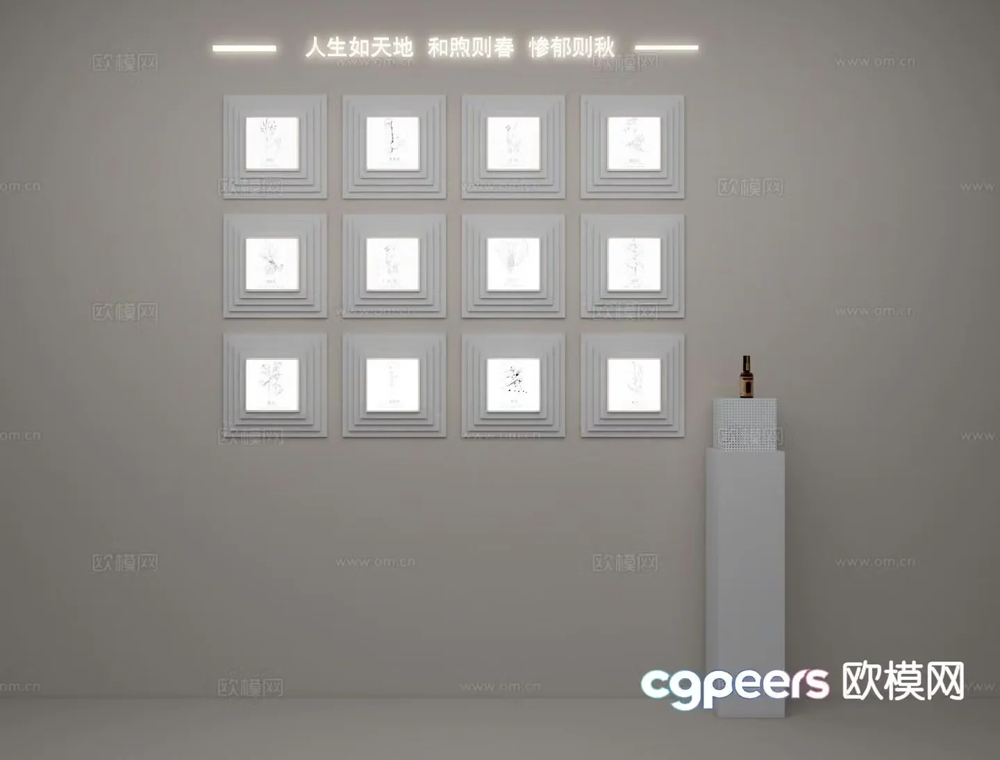 Chinese herbal medicine hanging decoration display wall luminous wall decoration 3D model