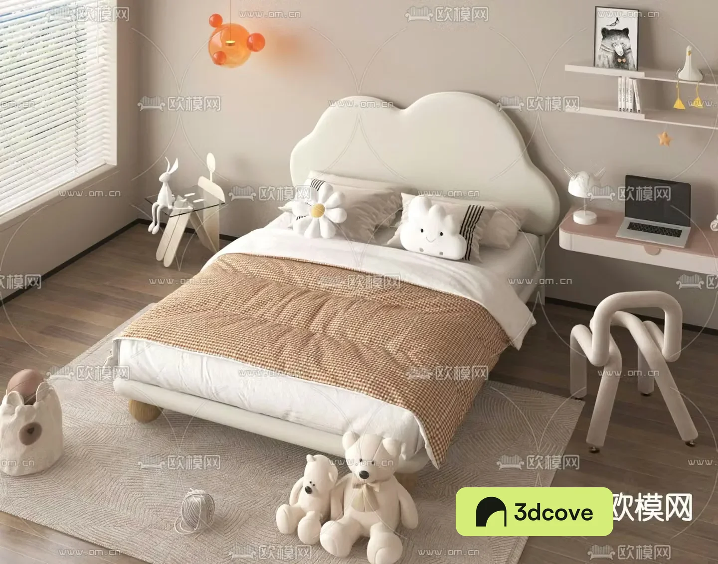 Cream style children’s bed cloud bed double bed