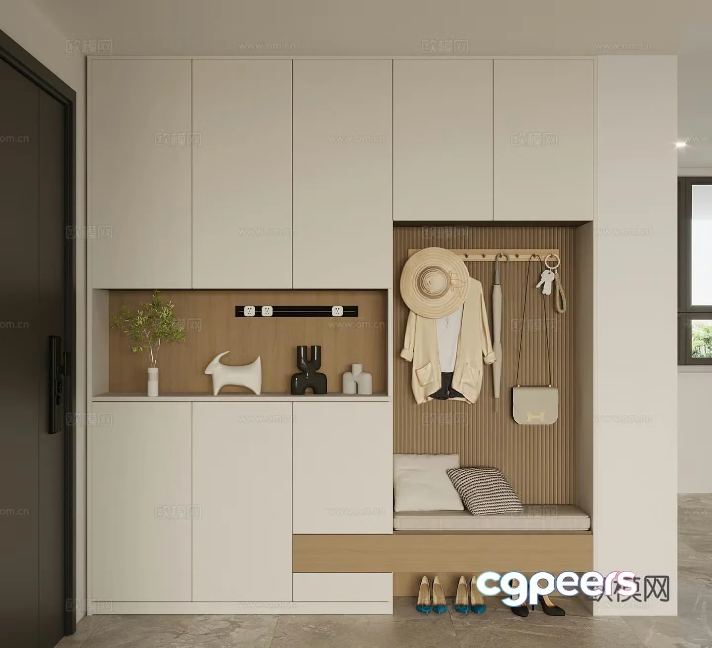 Modern home entrance shoe cabinet 3D model