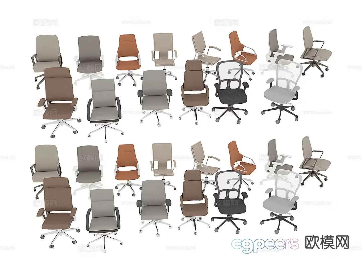 Modern office chair swivel chair staff chair conference chair 3d model