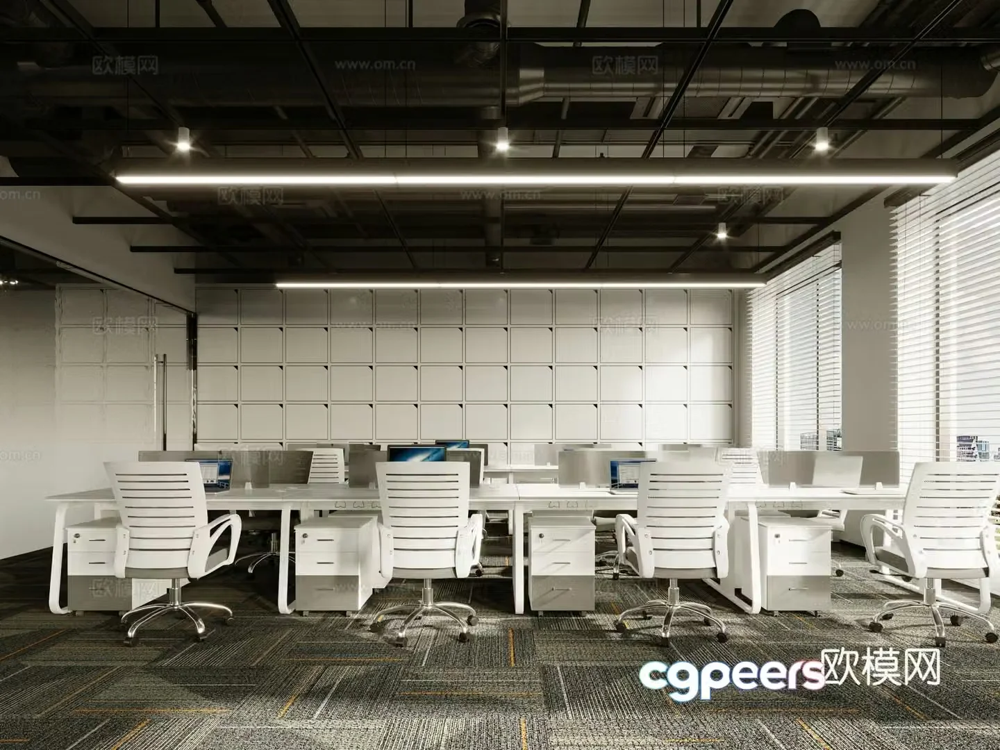 Modern open office area 3D model
