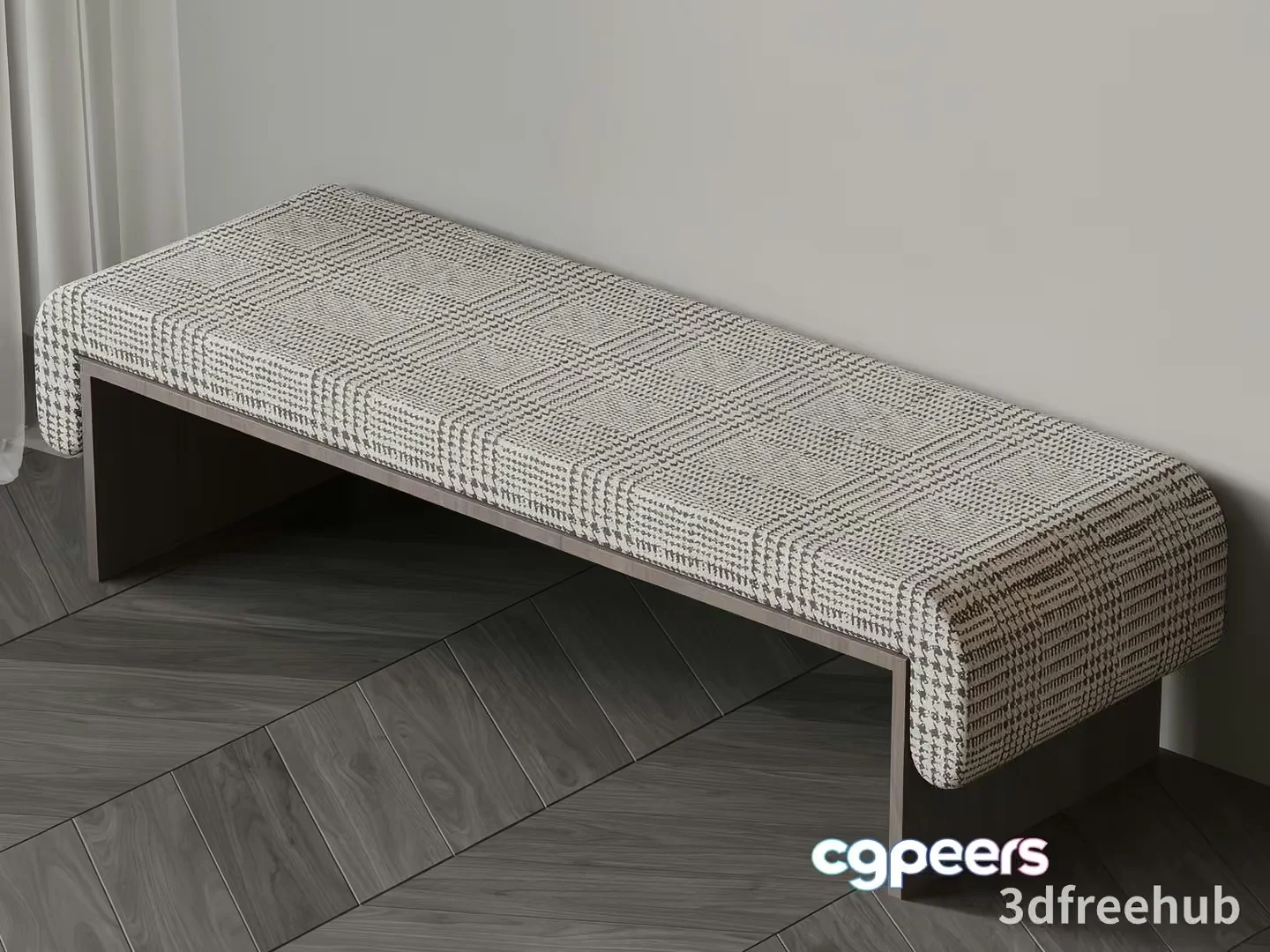 Simple Bench With Patterned Cover 3D Model – 20003 – VRAY Render