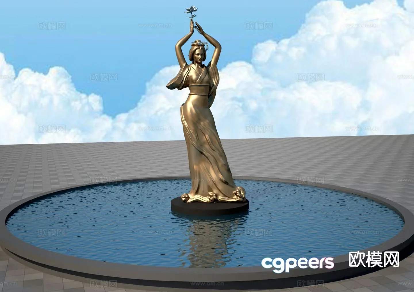 Goddess Sculpture Landscape Sculpture 3D Model