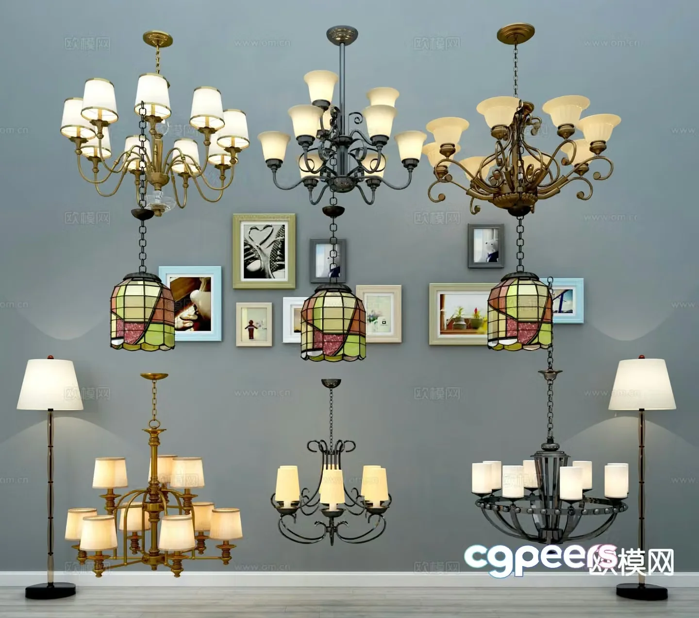 American chandelier hall chandelier 3d model