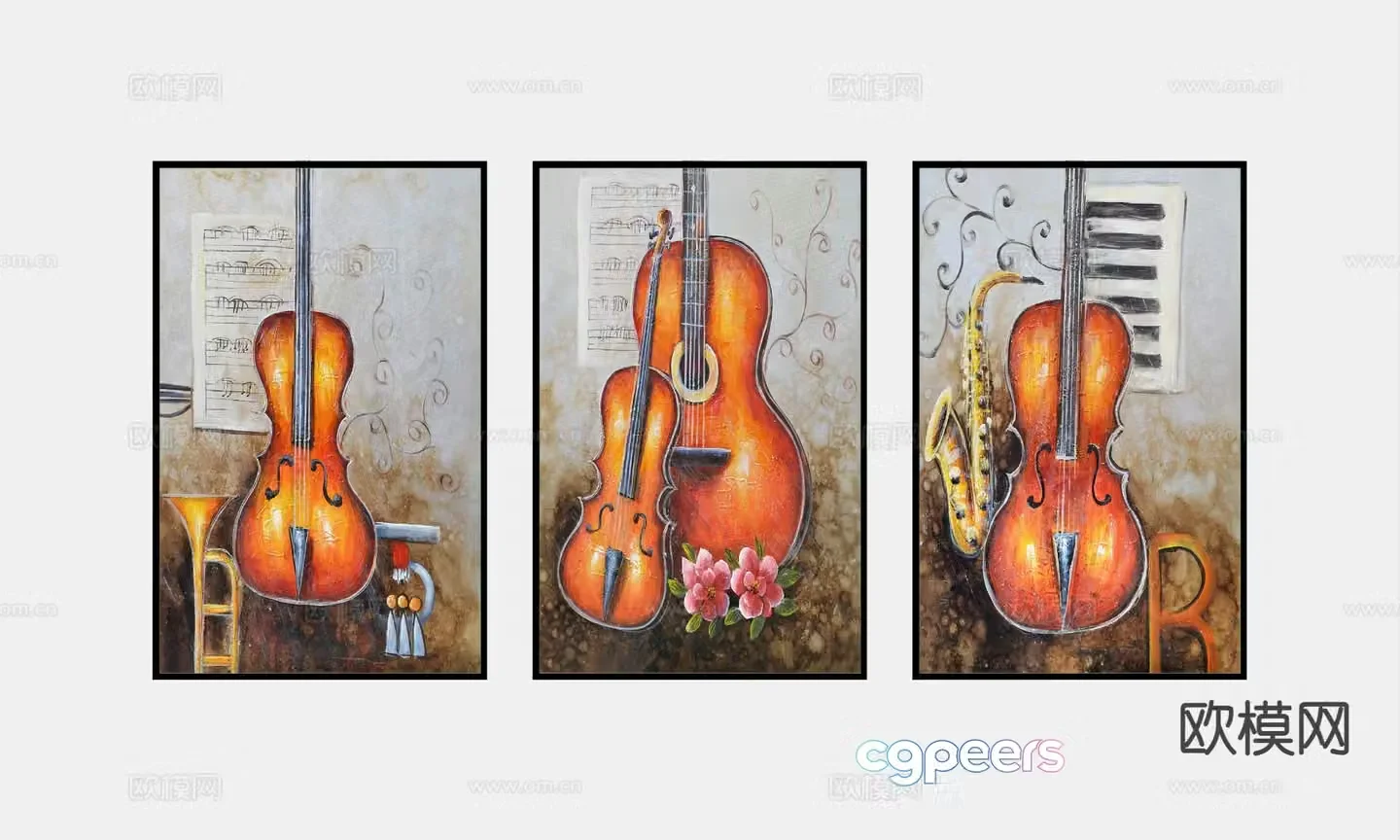 Modern decorative painting hanging painting 3d model