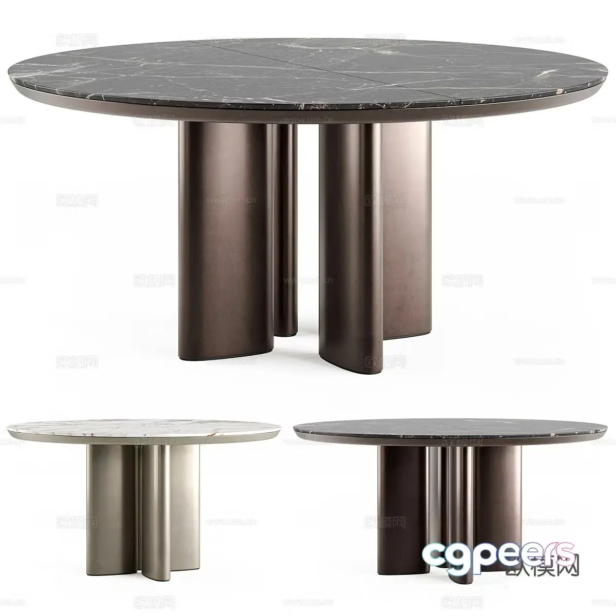 Modern light luxury Poliform Adrien round dining table 3D model